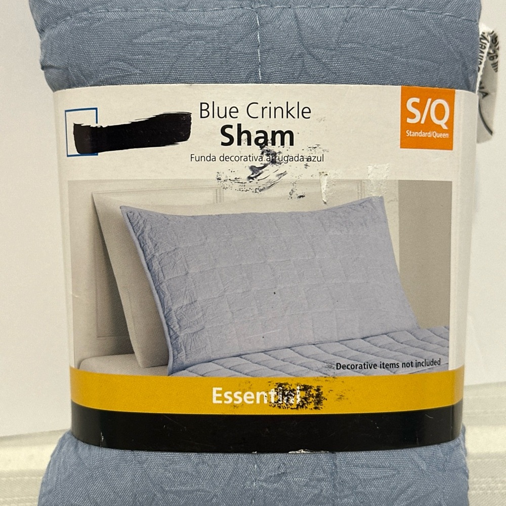 Essentials Sky Blue Crinkle Pillow Sham